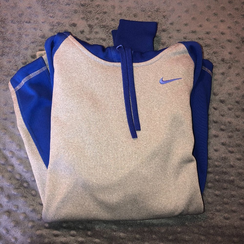 Gray/Blue Nike Therma-Fit Pullover Hoodie - Size XS